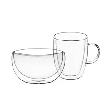ჭიქები Ardesto Breakfast set double wall borosilicate glass mug 270 ml and bowl 500 mlჭიქები Ardesto Breakfast set double wall borosilicate glass mug 270 ml and bowl 500 mlჭიქები Ardesto Breakfast set double wall borosilicate glass mug 270 ml and bowl 500 ml