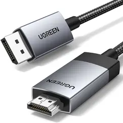 ვიდეო კაბელი UGREEN DP119 (15774), 4K, DisplayPort to HDMI, 2m, Grey/Blackვიდეო კაბელი UGREEN DP119 (15774), 4K, DisplayPort to HDMI, 2m, Grey/Blackვიდეო კაბელი UGREEN DP119 (15774), 4K, DisplayPort to HDMI, 2m, Grey/Black