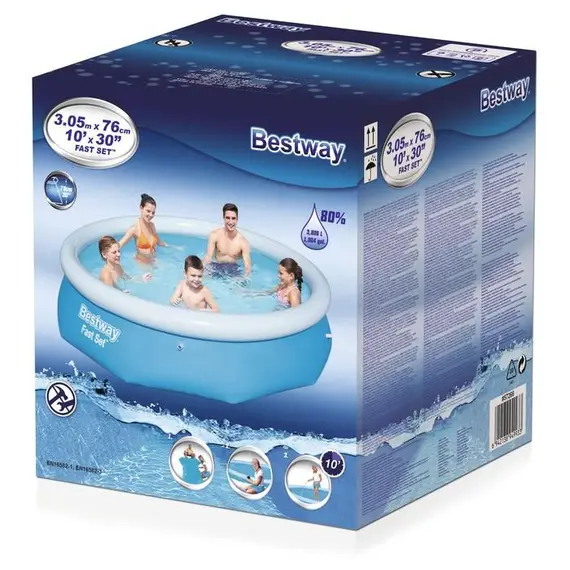 გასაბერი აუზი Bestway Fast Set Swimming Pool 3.05m X 76cm 57266, 3 imageგასაბერი აუზი Bestway Fast Set Swimming Pool 3.05m X 76cm 57266, 3 imageგასაბერი აუზი Bestway Fast Set Swimming Pool 3.05m X 76cm 57266, 3 image