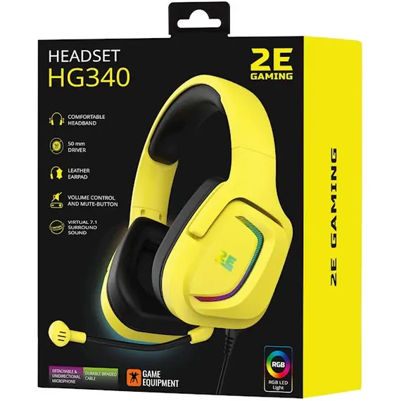 ყურსასმენი 2E HG340 Wired Gaming Headset RGB, USB 7.1, Yellow, 10 imageყურსასმენი 2E HG340 Wired Gaming Headset RGB, USB 7.1, Yellow, 10 imageყურსასმენი 2E HG340 Wired Gaming Headset RGB, USB 7.1, Yellow, 10 image