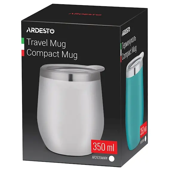 Thermo cup Ardesto AR2635MMW 350ml Travel mug Compact mug white, 3 imageThermo cup Ardesto AR2635MMW 350ml Travel mug Compact mug white, 3 imageThermo cup Ardesto AR2635MMW 350ml Travel mug Compact mug white, 3 image