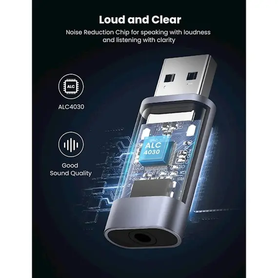 USB ხმის ბარათი UGREEN USB 2.0 to 3.5mm Audio Adapter (CM383) 80864, 4 imageUSB ხმის ბარათი UGREEN USB 2.0 to 3.5mm Audio Adapter (CM383) 80864, 4 imageUSB ხმის ბარათი UGREEN USB 2.0 to 3.5mm Audio Adapter (CM383) 80864, 4 image