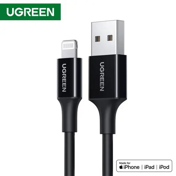 კაბელი UGREEN USB-A Male to Lightning Male Cable Nickel Plating ABS Shell 1m (Black)კაბელი UGREEN USB-A Male to Lightning Male Cable Nickel Plating ABS Shell 1m (Black)კაბელი UGREEN USB-A Male to Lightning Male Cable Nickel Plating ABS Shell 1m (Black)