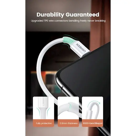 კაბელი UGREEN USB-A Male to Lightning Male Cable Nickel Plating ABS Shell 1m (Black), 7 imageკაბელი UGREEN USB-A Male to Lightning Male Cable Nickel Plating ABS Shell 1m (Black), 7 imageკაბელი UGREEN USB-A Male to Lightning Male Cable Nickel Plating ABS Shell 1m (Black), 7 image