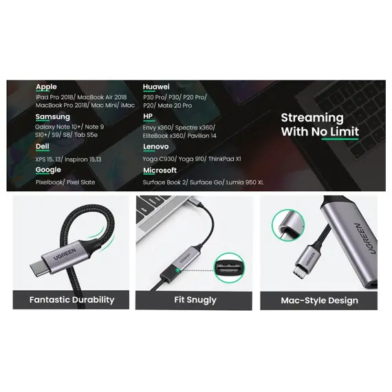 USB ადაპტერი UGREEN 70444 USB Type C to HDMI 2.0 4K@60 Hz Thunderbolt 3 Convertor for MacBook / PC gray, 7 imageUSB ადაპტერი UGREEN 70444 USB Type C to HDMI 2.0 4K@60 Hz Thunderbolt 3 Convertor for MacBook / PC gray, 7 imageUSB ადაპტერი UGREEN 70444 USB Type C to HDMI 2.0 4K@60 Hz Thunderbolt 3 Convertor for MacBook / PC gray, 7 image