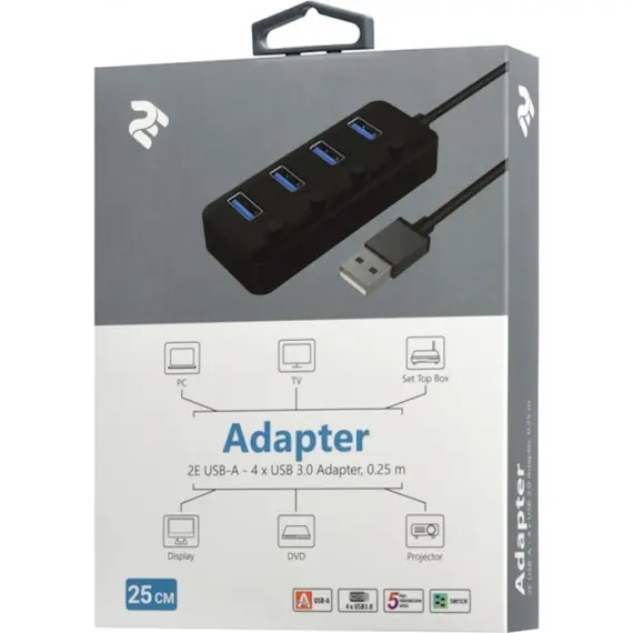 USB hub 2E Adepter USB-A to 4xUSB3.0 hub with switch, 0.25m, 3 imageUSB hub 2E Adepter USB-A to 4xUSB3.0 hub with switch, 0.25m, 3 imageUSB hub 2E Adepter USB-A to 4xUSB3.0 hub with switch, 0.25m, 3 image
