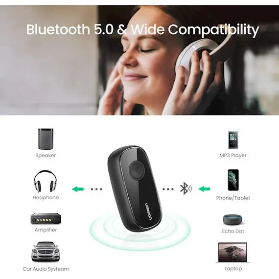 აუდიო ადაპტერი UGREEN CM279 (70304) Bluetooth 5.0 Receiver Audio Adapter APTX with Mic, Black, 3 imageაუდიო ადაპტერი UGREEN CM279 (70304) Bluetooth 5.0 Receiver Audio Adapter APTX with Mic, Black, 3 imageაუდიო ადაპტერი UGREEN CM279 (70304) Bluetooth 5.0 Receiver Audio Adapter APTX with Mic, Black, 3 image