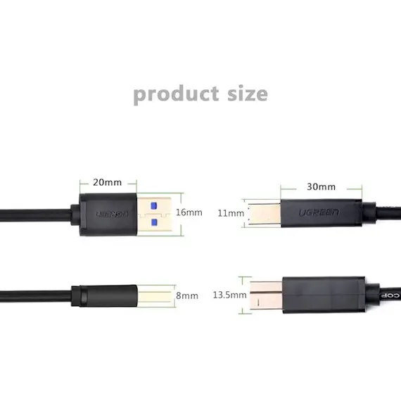 Printer cable UGREEN US210 (10372) USB-B 3.0 Type B to Type A Print Cable 2m (Black), 4 imagePrinter cable UGREEN US210 (10372) USB-B 3.0 Type B to Type A Print Cable 2m (Black), 4 imagePrinter cable UGREEN US210 (10372) USB-B 3.0 Type B to Type A Print Cable 2m (Black), 4 image