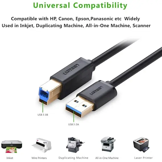 Printer cable UGREEN US210 (10372) USB-B 3.0 Type B to Type A Print Cable 2m (Black), 2 imagePrinter cable UGREEN US210 (10372) USB-B 3.0 Type B to Type A Print Cable 2m (Black), 2 imagePrinter cable UGREEN US210 (10372) USB-B 3.0 Type B to Type A Print Cable 2m (Black), 2 image