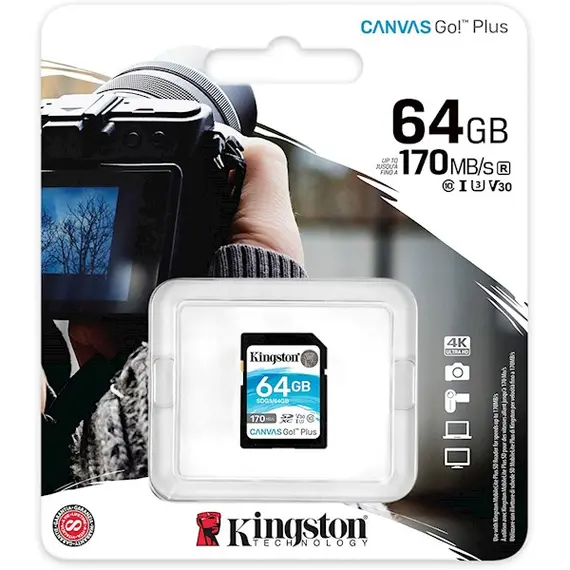 მეხსიერების ბარათი Kingston SDG3/64GB 64GB SDXC C10 UHS-I U3 R170/W70MB/s Canvas Go Plus, 2 imageმეხსიერების ბარათი Kingston SDG3/64GB 64GB SDXC C10 UHS-I U3 R170/W70MB/s Canvas Go Plus, 2 imageმეხსიერების ბარათი Kingston SDG3/64GB 64GB SDXC C10 UHS-I U3 R170/W70MB/s Canvas Go Plus, 2 image