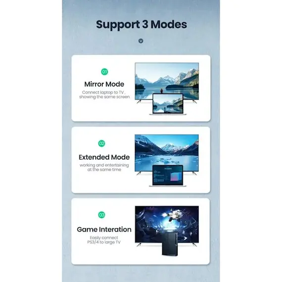 HDMI cable UGREEN HD101 (10130) Round Cable 3m (Yellow / Black), 7 imageHDMI cable UGREEN HD101 (10130) Round Cable 3m (Yellow / Black), 7 imageHDMI cable UGREEN HD101 (10130) Round Cable 3m (Yellow / Black), 7 image
