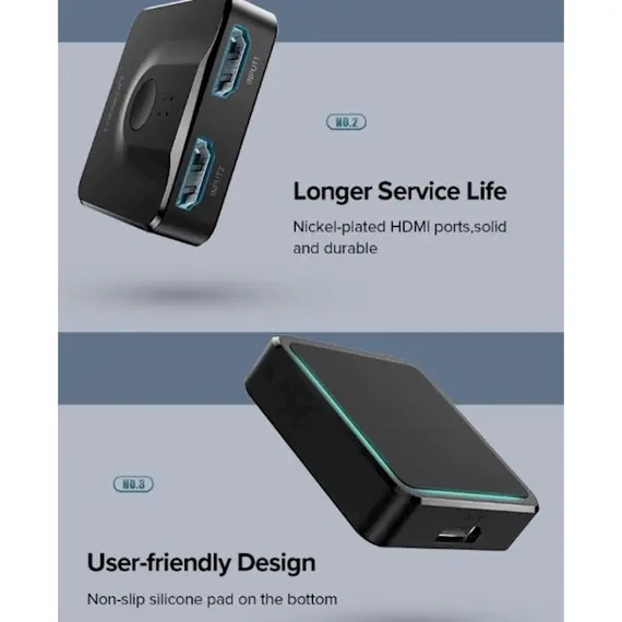 HDMI Switch UGREEN CM217 (50966) 2 In 1 Out HDMI 1.4 Switcher 4Kx2K @ 30Hz, 6 imageHDMI Switch UGREEN CM217 (50966) 2 In 1 Out HDMI 1.4 Switcher 4Kx2K @ 30Hz, 6 imageHDMI Switch UGREEN CM217 (50966) 2 In 1 Out HDMI 1.4 Switcher 4Kx2K @ 30Hz, 6 image