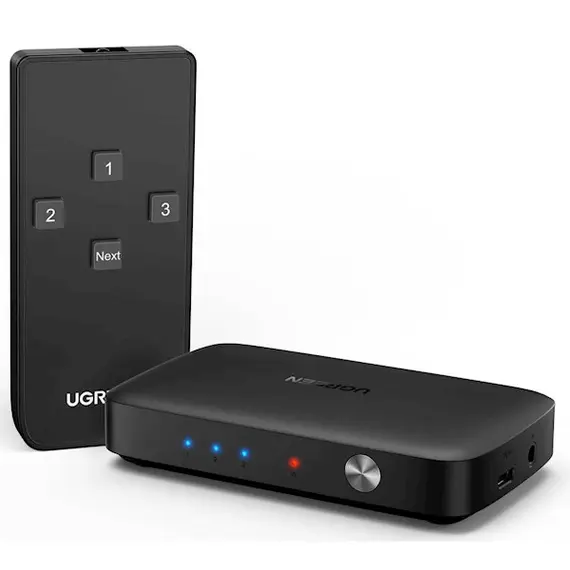 ადაპტერი UGREEN CM332 (80125), HDMI Switch 3 In 1 Out 4K HDMI Switcher With Remote Control, Black, 3 imageადაპტერი UGREEN CM332 (80125), HDMI Switch 3 In 1 Out 4K HDMI Switcher With Remote Control, Black, 3 imageადაპტერი UGREEN CM332 (80125), HDMI Switch 3 In 1 Out 4K HDMI Switcher With Remote Control, Black, 3 image