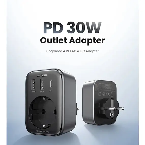 Adapter UGREEN CD314 (90613), 30W, 1 Socket, USB-A, USB-C, Gray, 2 imageAdapter UGREEN CD314 (90613), 30W, 1 Socket, USB-A, USB-C, Gray, 2 imageAdapter UGREEN CD314 (90613), 30W, 1 Socket, USB-A, USB-C, Gray, 2 image