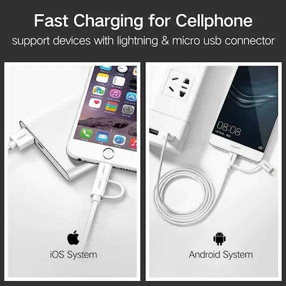 USB cable UGREEN US178 (20876) USB 2.0 to Micro USB + Lightning (2 in 1) Data Cable 1M, 3 imageUSB cable UGREEN US178 (20876) USB 2.0 to Micro USB + Lightning (2 in 1) Data Cable 1M, 3 imageUSB cable UGREEN US178 (20876) USB 2.0 to Micro USB + Lightning (2 in 1) Data Cable 1M, 3 image