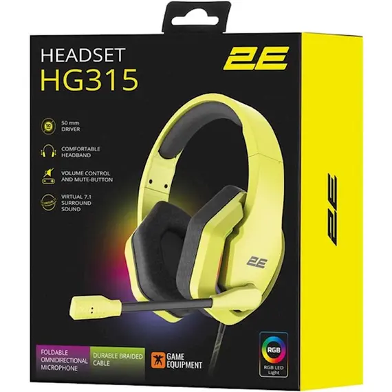 ყურსასმენი 2E HG315 Gaming Headset, Wired, RGB, USB, Yellow, 4 imageყურსასმენი 2E HG315 Gaming Headset, Wired, RGB, USB, Yellow, 4 imageყურსასმენი 2E HG315 Gaming Headset, Wired, RGB, USB, Yellow, 4 image