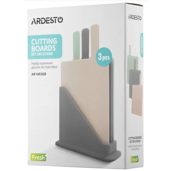 Cutting board Ardesto Cutting boards set on stand Fresh 3 pcs.: 24,1*33*7,9 cm, plastic, 5 imageCutting board Ardesto Cutting boards set on stand Fresh 3 pcs.: 24,1*33*7,9 cm, plastic, 5 imageCutting board Ardesto Cutting boards set on stand Fresh 3 pcs.: 24,1*33*7,9 cm, plastic, 5 image
