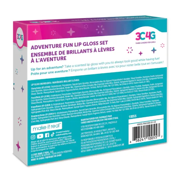 საბავშვო ტუჩსაცხების ნაკრები Make It Real 3C4G Adventure Fun Lip Gloss Set, 4 imageსაბავშვო ტუჩსაცხების ნაკრები Make It Real 3C4G Adventure Fun Lip Gloss Set, 4 imageსაბავშვო ტუჩსაცხების ნაკრები Make It Real 3C4G Adventure Fun Lip Gloss Set, 4 image