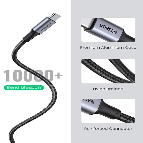 USB cable UGREEN US316 (70429), 100W, Type-c to Type-c, 2m, Black, 5 imageUSB cable UGREEN US316 (70429), 100W, Type-c to Type-c, 2m, Black, 5 imageUSB cable UGREEN US316 (70429), 100W, Type-c to Type-c, 2m, Black, 5 image