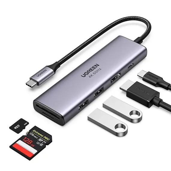 USB-C ჰაბი UGREEN CM511 (60384), 5-in-1 Adapter, USB-C Hub to 3xUSB3.0, HDMI, TF/SD, Gray, 5 imageUSB-C ჰაბი UGREEN CM511 (60384), 5-in-1 Adapter, USB-C Hub to 3xUSB3.0, HDMI, TF/SD, Gray, 5 imageUSB-C ჰაბი UGREEN CM511 (60384), 5-in-1 Adapter, USB-C Hub to 3xUSB3.0, HDMI, TF/SD, Gray, 5 image