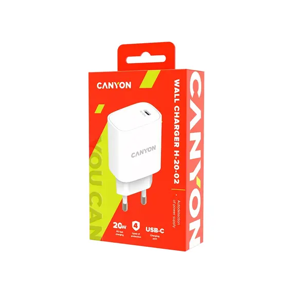 ადაპტერი Canyon 20W wall charger CNE-CHA20W02 USB-C White, 3 imageადაპტერი Canyon 20W wall charger CNE-CHA20W02 USB-C White, 3 imageადაპტერი Canyon 20W wall charger CNE-CHA20W02 USB-C White, 3 image