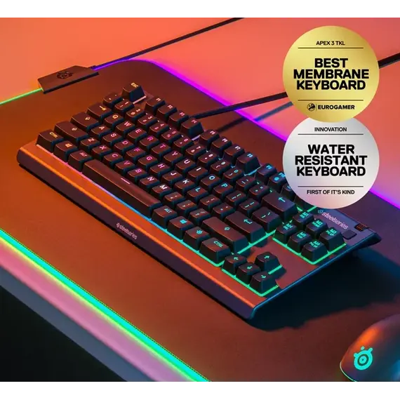 კლავიატურა SteelSeries Gaming keyboard Apex 3 TKL USB Black, 2 imageკლავიატურა SteelSeries Gaming keyboard Apex 3 TKL USB Black, 2 imageკლავიატურა SteelSeries Gaming keyboard Apex 3 TKL USB Black, 2 image