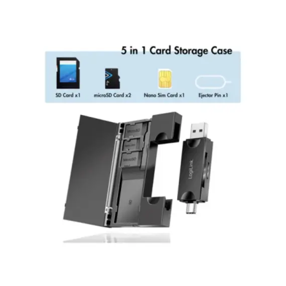 Card reader Logilink CR0049 USB 3.2 Gen1 card reader for SD- & microSD cards with memory card storage, 4 imageCard reader Logilink CR0049 USB 3.2 Gen1 card reader for SD- & microSD cards with memory card storage, 4 imageCard reader Logilink CR0049 USB 3.2 Gen1 card reader for SD- & microSD cards with memory card storage, 4 image