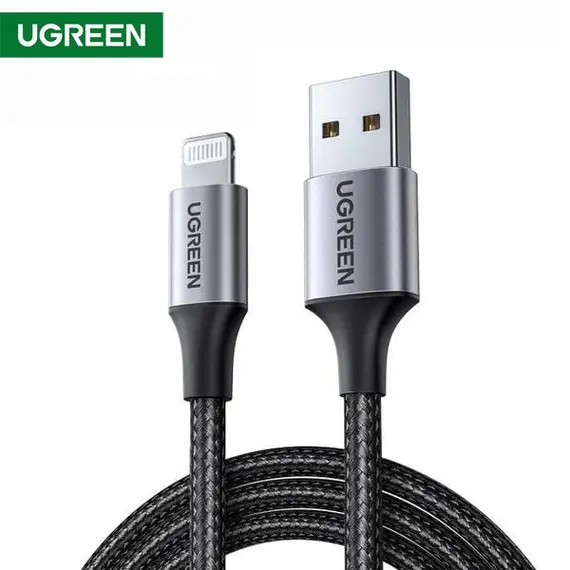USB კაბელი UGREEN US291 (60156) USB 2.0 A to Apple Lightning Cable Nickel Plating Aluminum Braid 1m (Black)USB კაბელი UGREEN US291 (60156) USB 2.0 A to Apple Lightning Cable Nickel Plating Aluminum Braid 1m (Black)USB კაბელი UGREEN US291 (60156) USB 2.0 A to Apple Lightning Cable Nickel Plating Aluminum Braid 1m (Black)