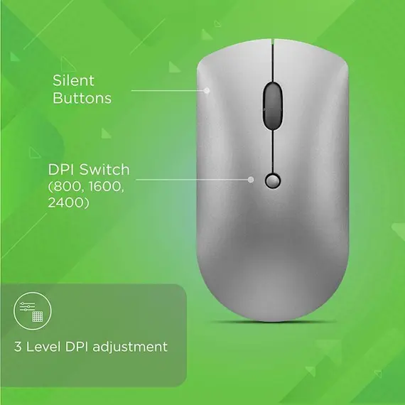 Mouse Lenovo 600 Bluetooth Silent Mouse, Blue Optical Sensor, Adjustable DPI, 4 Button, Microsoft Swift Pair, Windows, Chrome, GY50X88832, Gray, 2 imageMouse Lenovo 600 Bluetooth Silent Mouse, Blue Optical Sensor, Adjustable DPI, 4 Button, Microsoft Swift Pair, Windows, Chrome, GY50X88832, Gray, 2 imageMouse Lenovo 600 Bluetooth Silent Mouse, Blue Optical Sensor, Adjustable DPI, 4 Button, Microsoft Swift Pair, Windows, Chrome, GY50X88832, Gray, 2 image