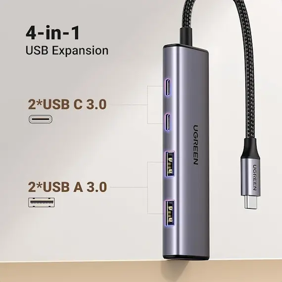 USB-C hub UGREEN CM473 (15395), Type-C, USB, Hub, Gray, 4 imageUSB-C hub UGREEN CM473 (15395), Type-C, USB, Hub, Gray, 4 imageUSB-C hub UGREEN CM473 (15395), Type-C, USB, Hub, Gray, 4 image