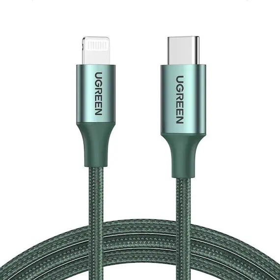 USB კაბელი UGREEN US304 (80564), 87W, MFi, USB-C to Lightning, 1m, Midnight GreenUSB კაბელი UGREEN US304 (80564), 87W, MFi, USB-C to Lightning, 1m, Midnight GreenUSB კაბელი UGREEN US304 (80564), 87W, MFi, USB-C to Lightning, 1m, Midnight Green