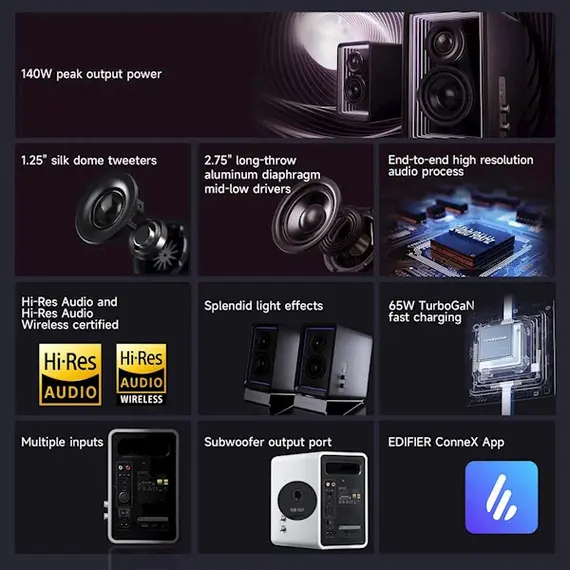 დინამიკი Edifier QR65, 70W, Bluetooth, USB, USB-C, AUX, Speaker With GaN Charger, Black, 4 imageდინამიკი Edifier QR65, 70W, Bluetooth, USB, USB-C, AUX, Speaker With GaN Charger, Black, 4 imageდინამიკი Edifier QR65, 70W, Bluetooth, USB, USB-C, AUX, Speaker With GaN Charger, Black, 4 image