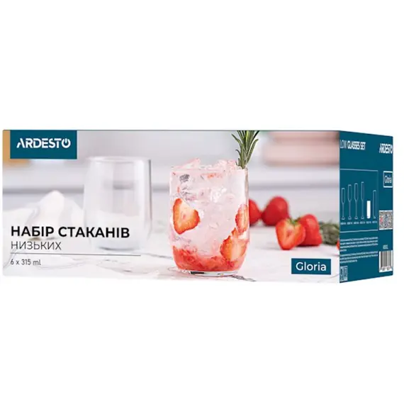 Set of glasses Ardesto Low glasses set Gloria 315 ml, 6 pcs, glass, 2 imageSet of glasses Ardesto Low glasses set Gloria 315 ml, 6 pcs, glass, 2 imageSet of glasses Ardesto Low glasses set Gloria 315 ml, 6 pcs, glass, 2 image