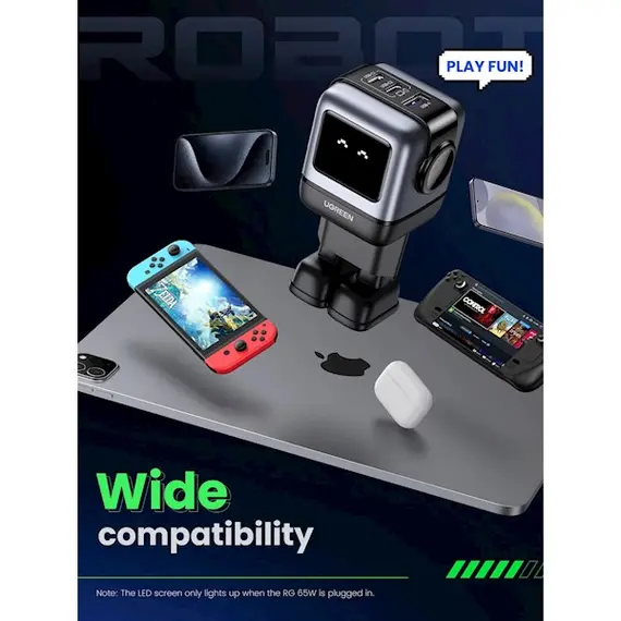 მობილურის დამტენი UGREEN 25685B Nexode RG, 65W, USB, USB Type-C, Black/Grey, 3 imageმობილურის დამტენი UGREEN 25685B Nexode RG, 65W, USB, USB Type-C, Black/Grey, 3 imageმობილურის დამტენი UGREEN 25685B Nexode RG, 65W, USB, USB Type-C, Black/Grey, 3 image