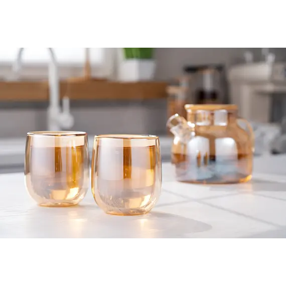 Ardesto Doublewall mug set Golden Moon, 250ml, 2pcs, borosilicate glass, golden, 2 imageArdesto Doublewall mug set Golden Moon, 250ml, 2pcs, borosilicate glass, golden, 2 imageArdesto Doublewall mug set Golden Moon, 250ml, 2pcs, borosilicate glass, golden, 2 image