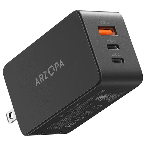 დამტენი Arzopa C65 GaN Fast Charger USB/2xUSB-C 65Wდამტენი Arzopa C65 GaN Fast Charger USB/2xUSB-C 65Wდამტენი Arzopa C65 GaN Fast Charger USB/2xUSB-C 65W