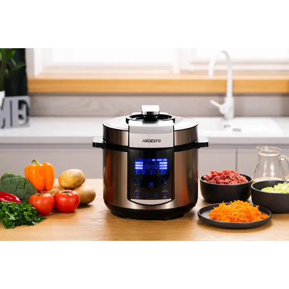 მულტისახარში Ardesto pressure cooker, 900W, bowl-5l, electronic control, recipes book, iron/plastic, silver, 2 imageმულტისახარში Ardesto pressure cooker, 900W, bowl-5l, electronic control, recipes book, iron/plastic, silver, 2 imageმულტისახარში Ardesto pressure cooker, 900W, bowl-5l, electronic control, recipes book, iron/plastic, silver, 2 image