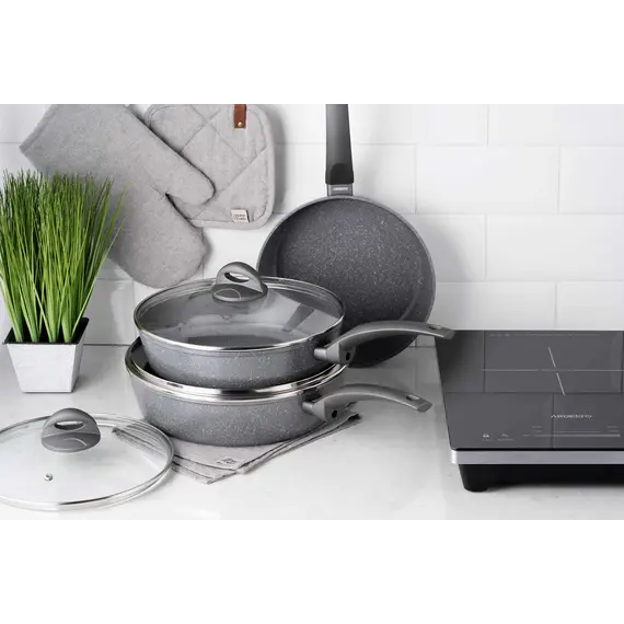 ტაფა Ardesto Deep Fry pan with lid Gemini Gourmet Apulia, 28cm, aluminium, gray, 2 imageტაფა Ardesto Deep Fry pan with lid Gemini Gourmet Apulia, 28cm, aluminium, gray, 2 imageტაფა Ardesto Deep Fry pan with lid Gemini Gourmet Apulia, 28cm, aluminium, gray, 2 image