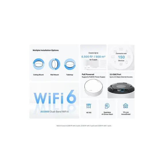 Wi-Fi router TP-link Deco X50-PoE(3-pack) AX3000 Whole Home Mesh Wi-Fi 6 System with PoE, 3 imageWi-Fi router TP-link Deco X50-PoE(3-pack) AX3000 Whole Home Mesh Wi-Fi 6 System with PoE, 3 imageWi-Fi router TP-link Deco X50-PoE(3-pack) AX3000 Whole Home Mesh Wi-Fi 6 System with PoE, 3 image