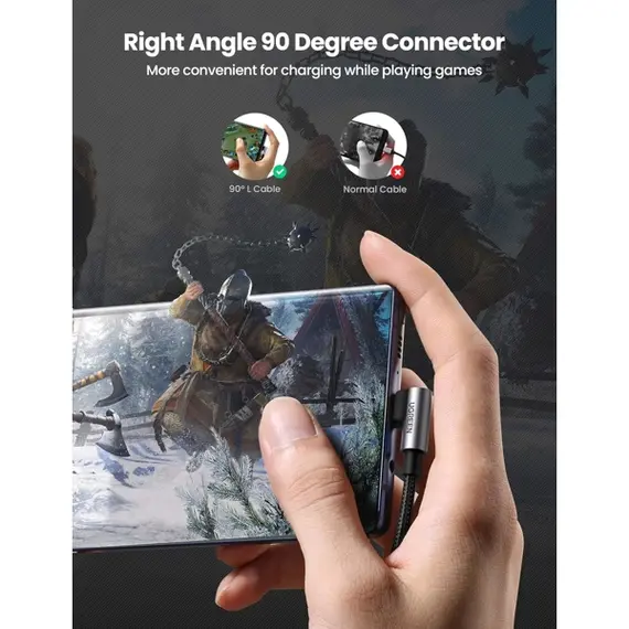 USB კაბელი UGREEN US176 (20856), 18W, USB-A to Type-C 90 Degree, 1m, Space Grey, 2 imageUSB კაბელი UGREEN US176 (20856), 18W, USB-A to Type-C 90 Degree, 1m, Space Grey, 2 imageUSB კაბელი UGREEN US176 (20856), 18W, USB-A to Type-C 90 Degree, 1m, Space Grey, 2 image