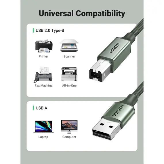 პრინტერის კაბელი UGREEN 90817, USB-A To USB-B, Printer Cable, 3m, Green, 2 imageპრინტერის კაბელი UGREEN 90817, USB-A To USB-B, Printer Cable, 3m, Green, 2 imageპრინტერის კაბელი UGREEN 90817, USB-A To USB-B, Printer Cable, 3m, Green, 2 image