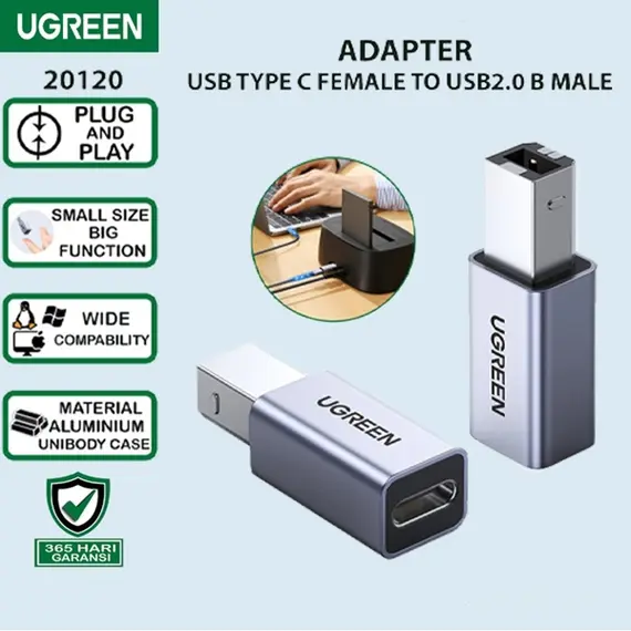 USB Adapter UGREEN US382 (20120), USB-B To USB-C, Adapter, Gray, 3 imageUSB Adapter UGREEN US382 (20120), USB-B To USB-C, Adapter, Gray, 3 imageUSB Adapter UGREEN US382 (20120), USB-B To USB-C, Adapter, Gray, 3 image