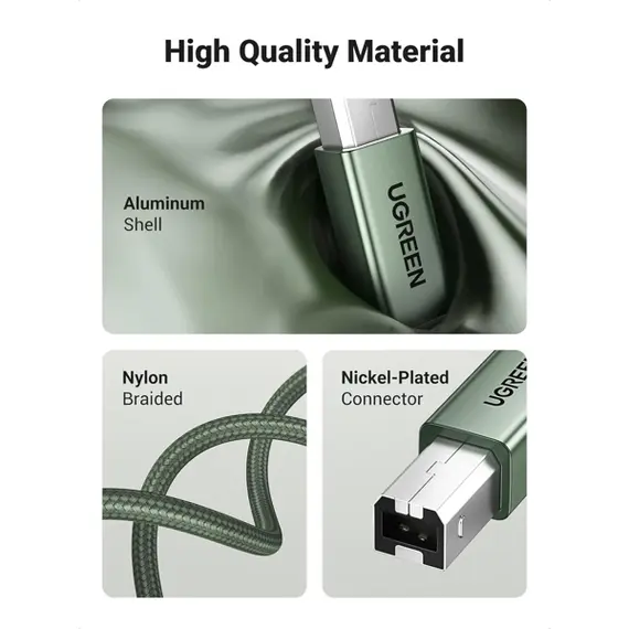 პრინტერის კაბელი UGREEN 90817, USB-A To USB-B, Printer Cable, 3m, Green, 3 imageპრინტერის კაბელი UGREEN 90817, USB-A To USB-B, Printer Cable, 3m, Green, 3 imageპრინტერის კაბელი UGREEN 90817, USB-A To USB-B, Printer Cable, 3m, Green, 3 image