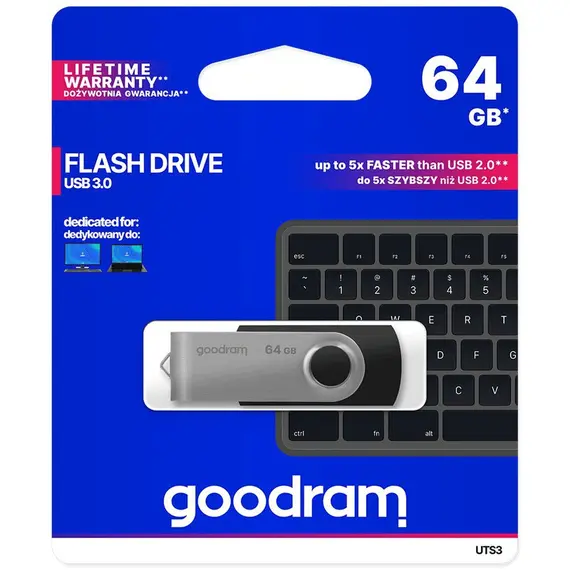 ფლეშ მეხსიერება Flash Goodram 64GB UTS3 BLACK USB 3.2 Gen 1, 5 imageფლეშ მეხსიერება Flash Goodram 64GB UTS3 BLACK USB 3.2 Gen 1, 5 imageფლეშ მეხსიერება Flash Goodram 64GB UTS3 BLACK USB 3.2 Gen 1, 5 image