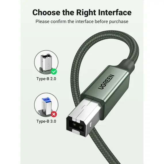 პრინტერის კაბელი UGREEN 90817, USB-A To USB-B, Printer Cable, 3m, Green, 4 imageპრინტერის კაბელი UGREEN 90817, USB-A To USB-B, Printer Cable, 3m, Green, 4 imageპრინტერის კაბელი UGREEN 90817, USB-A To USB-B, Printer Cable, 3m, Green, 4 image