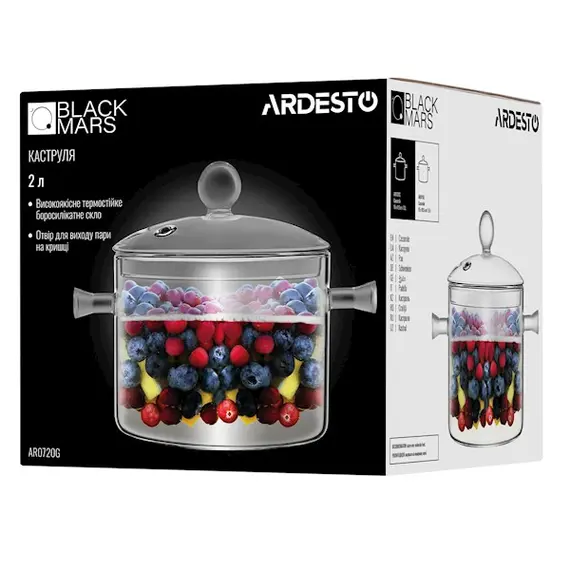 Ardesto Casserole Black Mars, 2l, borosilicate glass, 4 imageArdesto Casserole Black Mars, 2l, borosilicate glass, 4 imageArdesto Casserole Black Mars, 2l, borosilicate glass, 4 image
