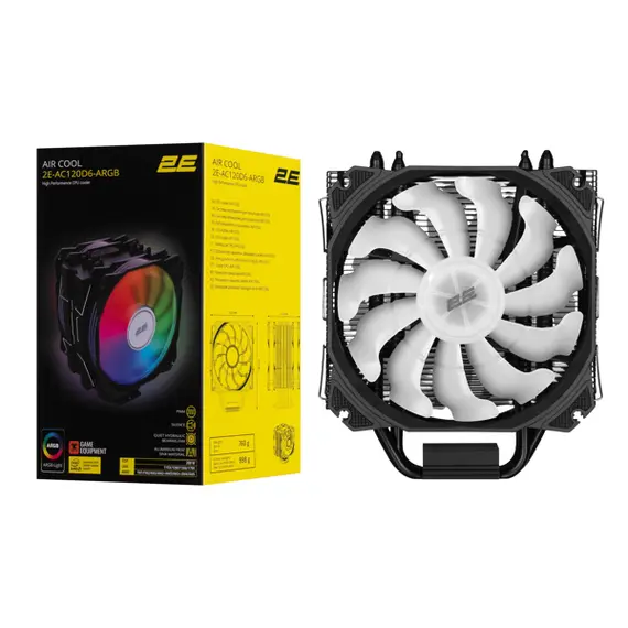 Cooler 2E 2E-AC120D6-ARGB Air Cool, 120mm, 1700rpm, Cooler, Black, 5 imageCooler 2E 2E-AC120D6-ARGB Air Cool, 120mm, 1700rpm, Cooler, Black, 5 imageCooler 2E 2E-AC120D6-ARGB Air Cool, 120mm, 1700rpm, Cooler, Black, 5 image