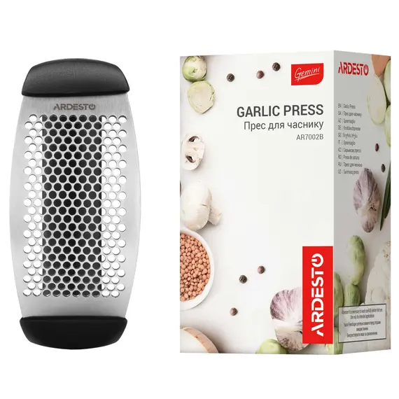 ნივრის საჭყლეტი Ardesto Garlic press Gemini, 12cm, stainless steel steel, plastic, black, 4 imageნივრის საჭყლეტი Ardesto Garlic press Gemini, 12cm, stainless steel steel, plastic, black, 4 imageნივრის საჭყლეტი Ardesto Garlic press Gemini, 12cm, stainless steel steel, plastic, black, 4 image