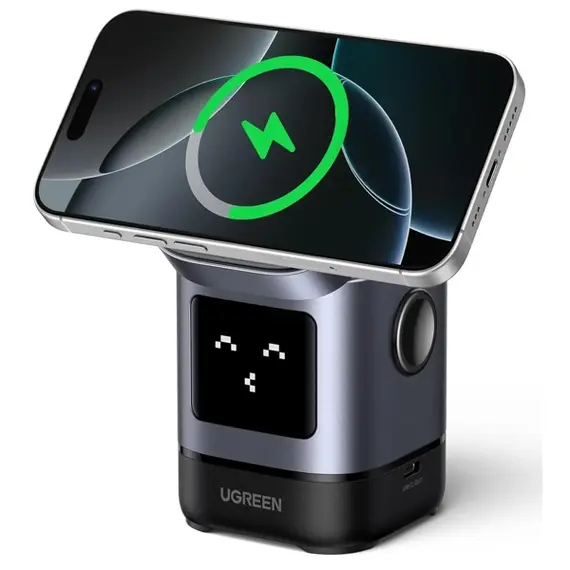 უსადენო დამტენი UGREEN Uno W709 (45775) Qi2, 15W, 2-in-1 Magnetic Wireless Charger, Black/Greyუსადენო დამტენი UGREEN Uno W709 (45775) Qi2, 15W, 2-in-1 Magnetic Wireless Charger, Black/Greyუსადენო დამტენი UGREEN Uno W709 (45775) Qi2, 15W, 2-in-1 Magnetic Wireless Charger, Black/Grey