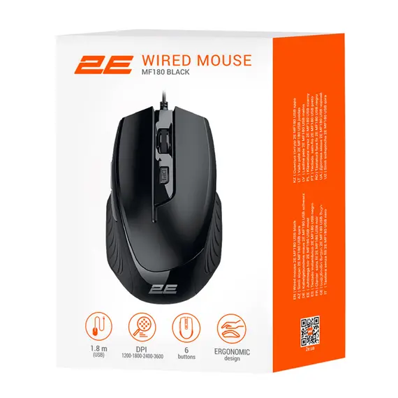 Mouse 2E MF180, USB-A, black, 3 imageMouse 2E MF180, USB-A, black, 3 imageMouse 2E MF180, USB-A, black, 3 image